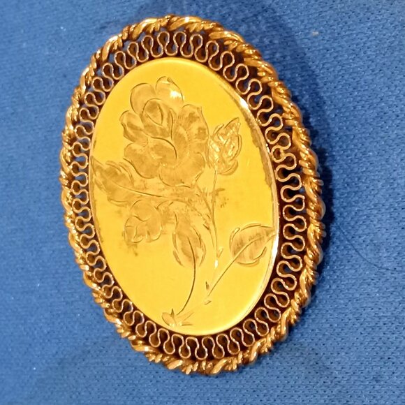 VINTAGE 12K GOLD FILLED SIGNED WINARD ROSE BROOCH - Picture 2 of 3